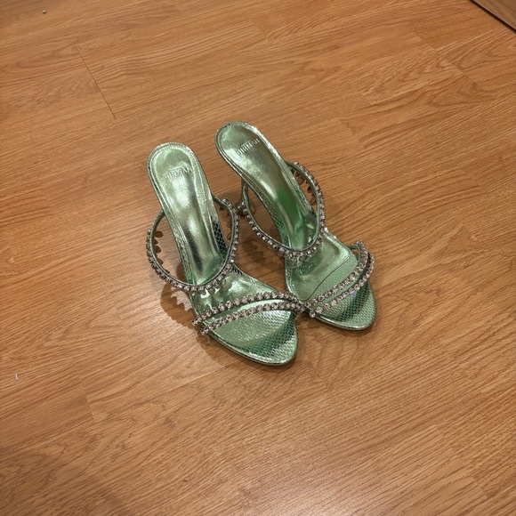 Alexandre Birman Green Crystal Embellished Heels - Picture 3 of 9
